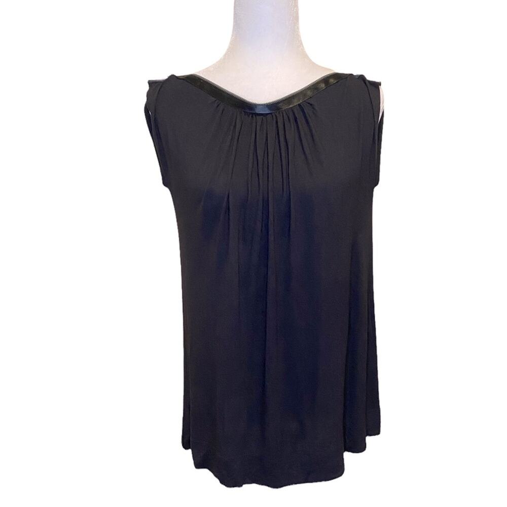 Diane‎ Von Furstenberg Harper Black Rayon Zipper Neckline Top Size P (XS)